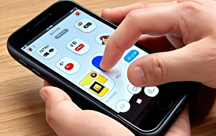 **Smartphone Haptics:** Close-up of a hand interacting with a smartphone, showcasing subtle vibration patterns conveying different app notifications, evoking a sense of playful tactile feedback reminiscent of childhood toys.